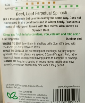 Leaf Beet Perpetual Spinach